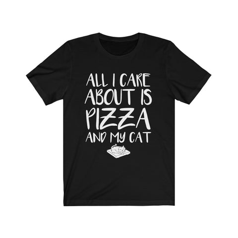 Image of All I Care About is Pizza And My Cat - Unisex Tee