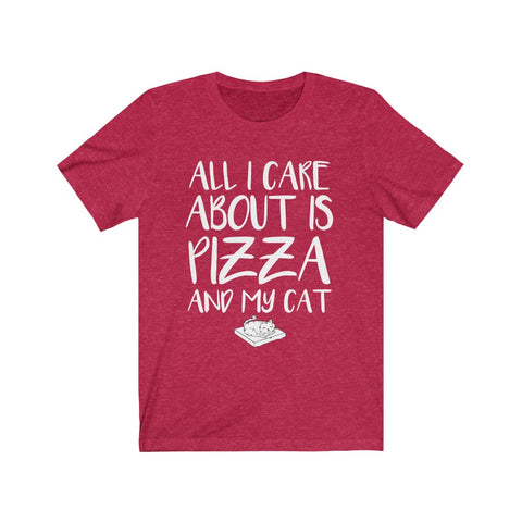 Image of All I Care About is Pizza And My Cat - Unisex Tee